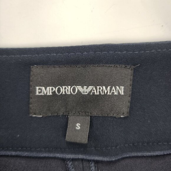 EMPORIO ARMANI High Rise Stretch Pants Navy Side Zip - Picture 3 of 5